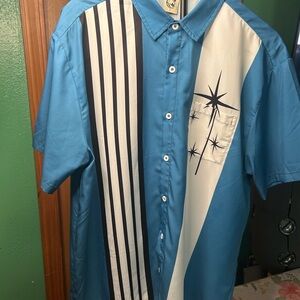 Vintage-Inspired Blue Men's Button Down Shirt